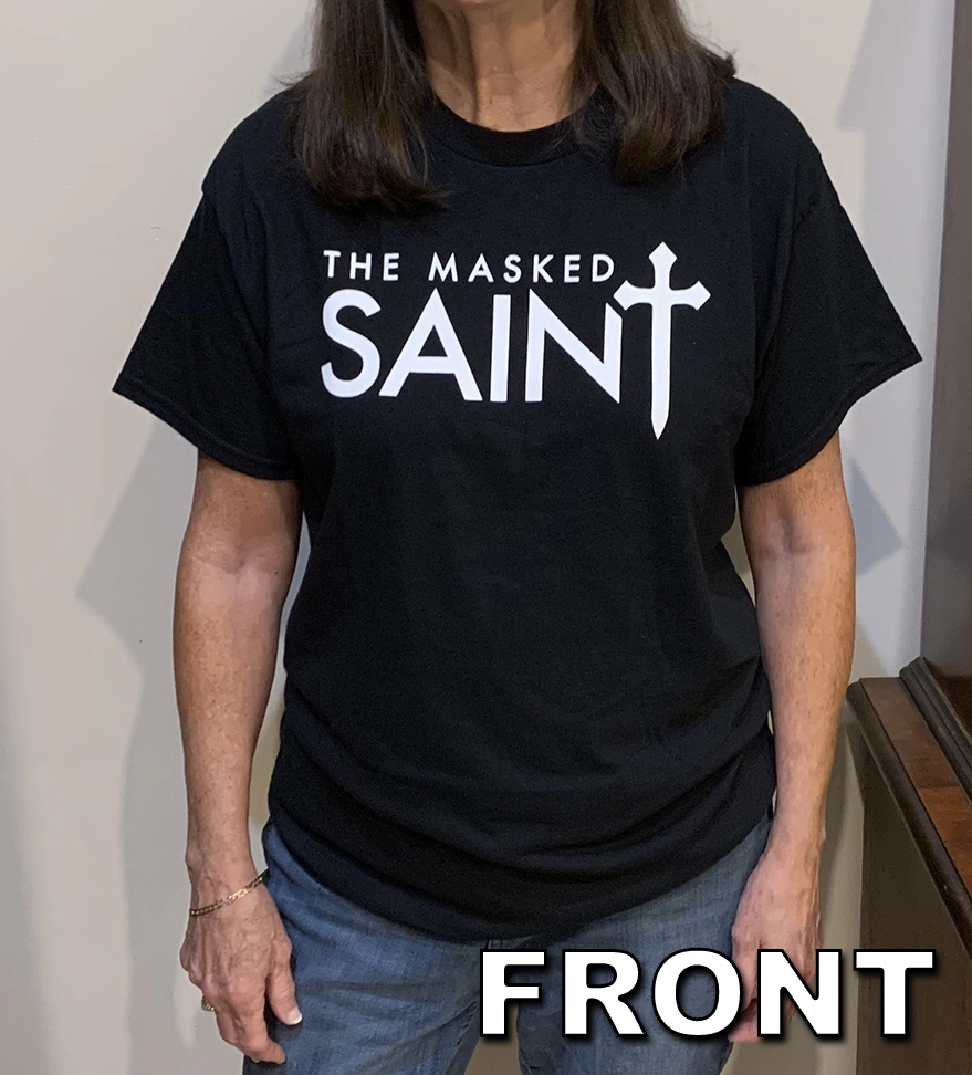 Black The Masked Saint logo T-shirt